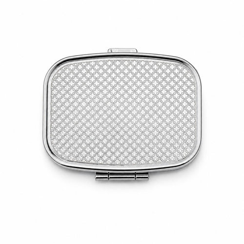 Chanel Black Crystal CC Travel Pill Case Silver Compact with Box