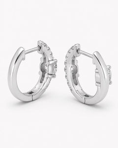1.50 cttw Diamond Huggie Hoop Earrings, 925 Sterling Silver - Sable & Red