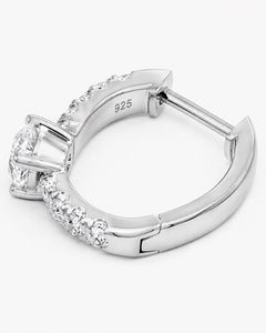 1.50 cttw Diamond Huggie Hoop Earrings, 925 Sterling Silver - Sable & Red