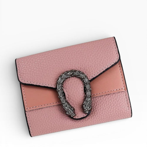 DESIGNER Women's Wallet with Metal Buckle in Pink