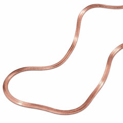 18k Rose Gold Herringbone Chain Necklace | Sleek Flat Snake Chain | Stackable - Sable & Red