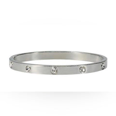 18k White Gold Love Bangle Bracelet with Diamonds - Sable & Red