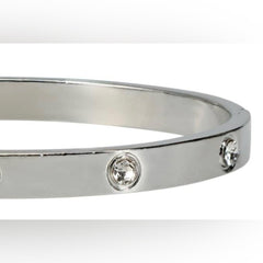 18k White Gold Love Bangle Bracelet with Diamonds - Sable & Red