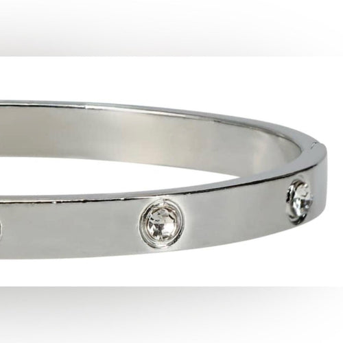 18k White Gold Love Bangle Bracelet with Diamonds - Sable & Red