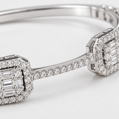 18K White Gold-Plated Cubic Zirconia Bangle Bracelet – The Celeste - Sable & Red