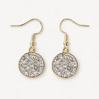 18k Yellow Gold-Plated Crushed CZ Mosaic Round Drop Earrings - Sable & Red