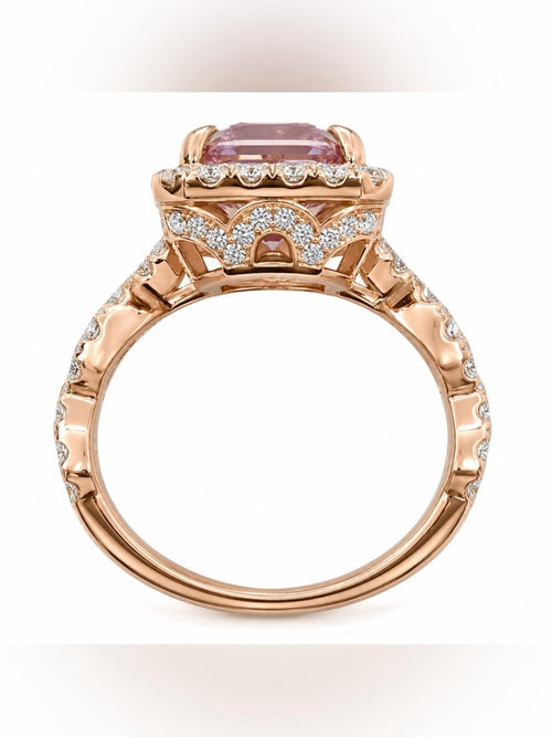 1.6 ct. t.w. Morganite & 1/5 ct. t.w. Cubic Zirconia Halo Ring in 14k Rose Gold
