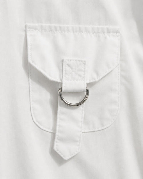 Pretty Good White Belted Utility Tunic Top Roll-Tab Sleeves D-Ring Pockets