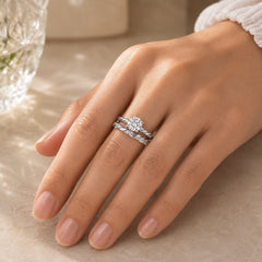 2.4 CTW Cubic Zirconia Solitaire Bridal Ring Set - Sable & Red