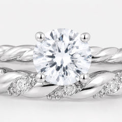 2.4 CTW Cubic Zirconia Solitaire Bridal Ring Set - Sable & Red