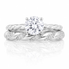 2.4 CTW Cubic Zirconia Solitaire Bridal Ring Set - Sable & Red
