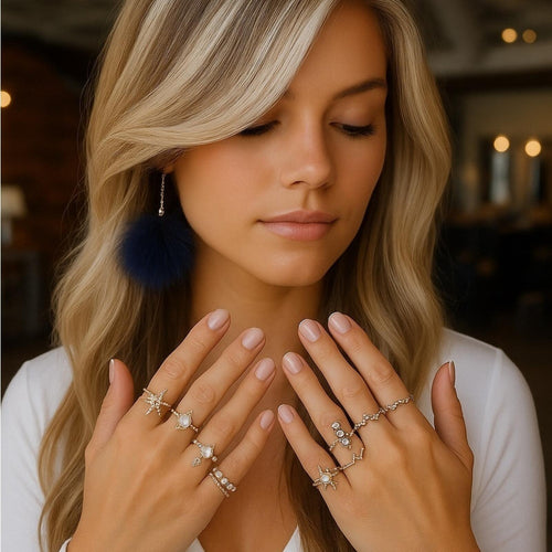 Elegant Gold and Opal Stone Ring Set Wholesale CZ Waterproof Tarnish Free
