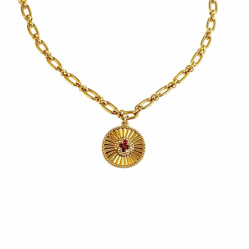 Givenchy Gold Ruby and Diamond Pendant Necklace