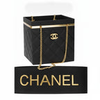 Black Quilted Box Mini Bag with Gold Hardware * Flower Bouquet Holder