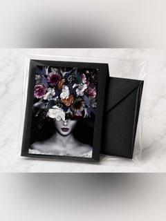5x7 Moody Floral Portrait Luxury Art Greeting Card - Sable & Red