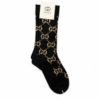 Gucci GG Logo Socks Black Gold Crew Socks NWT Authentic