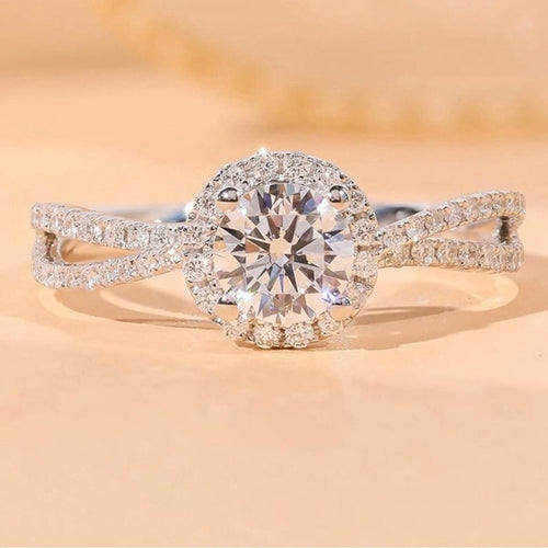 14K White Gold 1.0 Carat Cubic Zirconia 4-prong Engagement Ring - Size 9