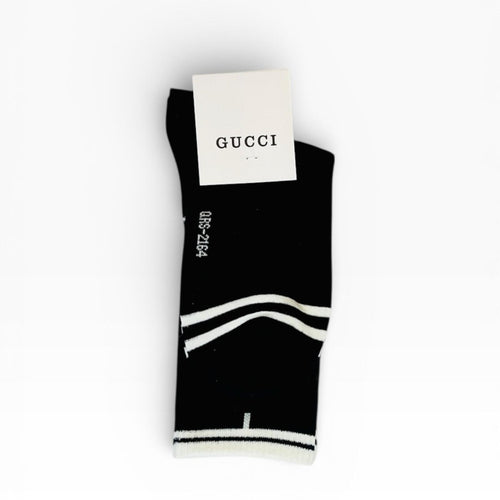 Authentic Gucci Logo Cotton-Blend Socks in Black and White