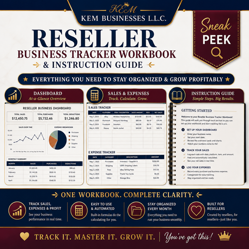 Reseller Business Tracker Workbook + Step-by-Step Instruction Guide | Digital Download
