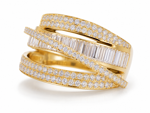 Sable & Red Gold Stacked Crossover Couture Crisscross Ring
