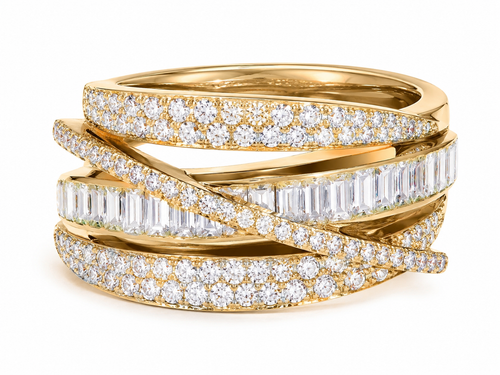 Sable & Red Gold Stacked Crossover Couture Crisscross Ring
