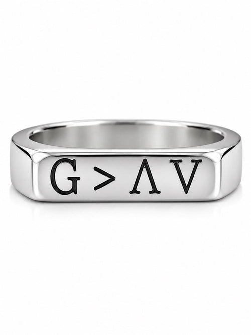 Silver Tone Engraved Band Ring Size 6 • God is Greater Than the Highs and Lows