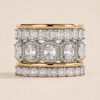 8.75 CTW White Sapphire Cushion Cut Stacking 5-piece Ring Set - Sable & Red