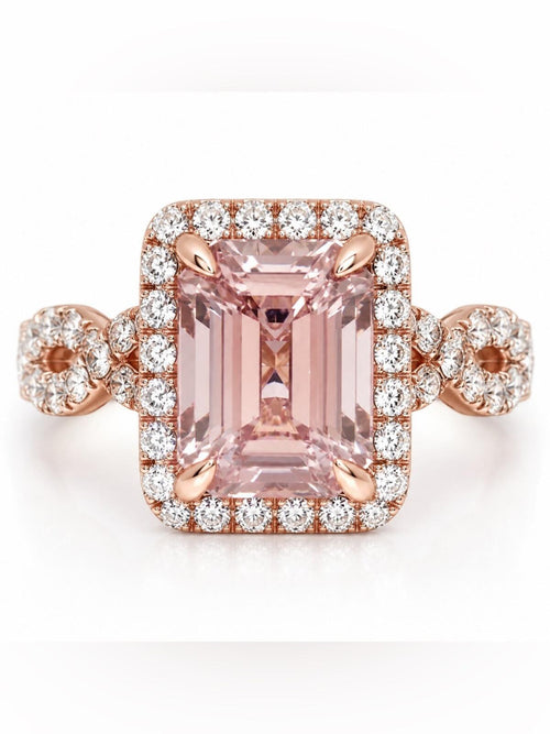 1.6 ct. t.w. Morganite & 1/5 ct. t.w. Cubic Zirconia Halo Ring in 14k Rose Gold