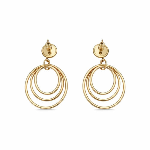 Tuckernuck Gold & Black Onyx Triple Hoop Drop Earrings