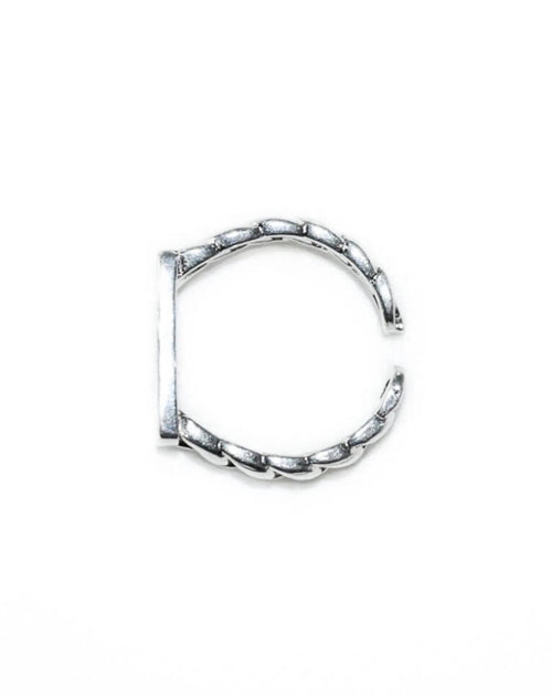 Yves Saint Laurent Paris YSL Silver Chain Link Nameplate Band Ring S925
