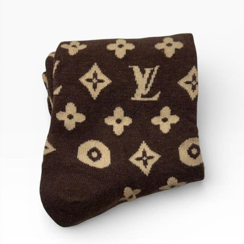 Louis Vuitton Monogram Brown Crew Socks One Size