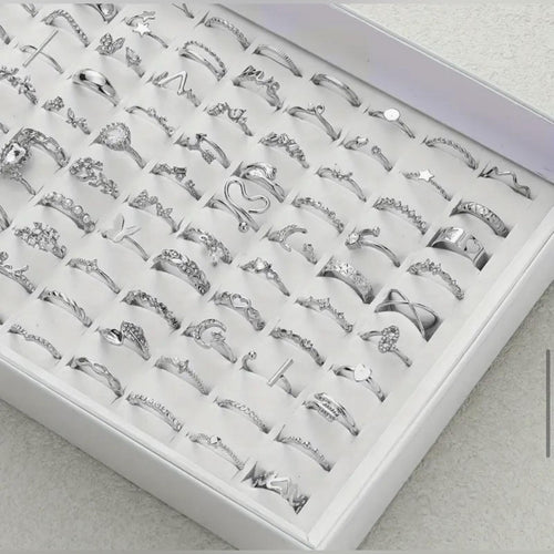 Bohemian Style Silver Stackable Ring Set Wholesale CZ Waterproof Tarnish Free