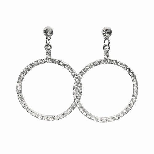 Tuckernuck Crystal Pave Silver Hoop Drop Earrings 2” Dangle
