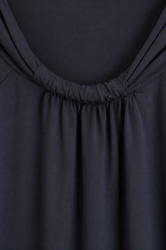 Ann Taylor Navy Gathered Neck 3/4 Sleeve Stretch Top - Sable & Red