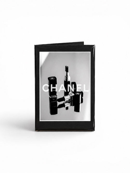 CHANEL Black & White Branded Photo Print with Lipstick Motif