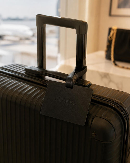 Black Chanel Luggage Tag with Identification Card - Sable & Red