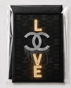 Black Gold Designer CC Love Greeting Card 5x7 - Sable & Red