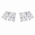 Kenneth Jay Lane Shaped Cubic Zirconia Silver-Tone Stud Earrings