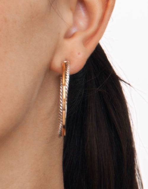David Yurman Crossover Hoop Earrings in Sterling Silver & 18k Yellow Gold, 44mm
