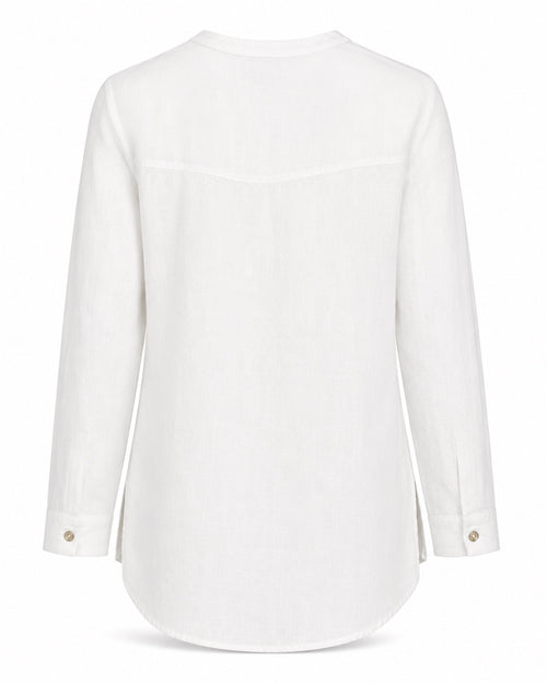 Jones New York White 100% Linen High-Low Zip Tunic Top Large