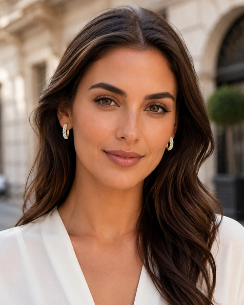 Gold Vermeil-Look 5A CZ Huggie Hoop Earrings
