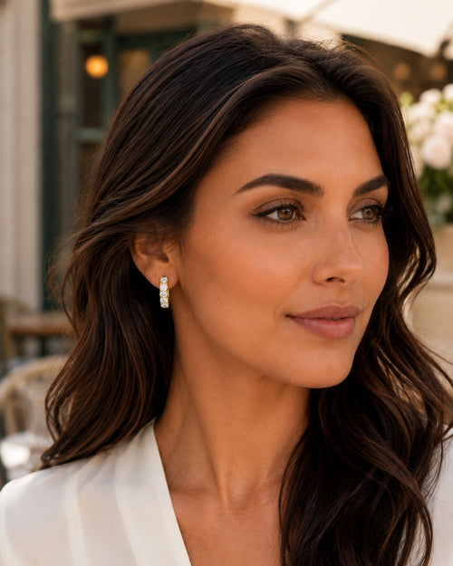 Gold Vermeil-Look 5A CZ Huggie Hoop Earrings