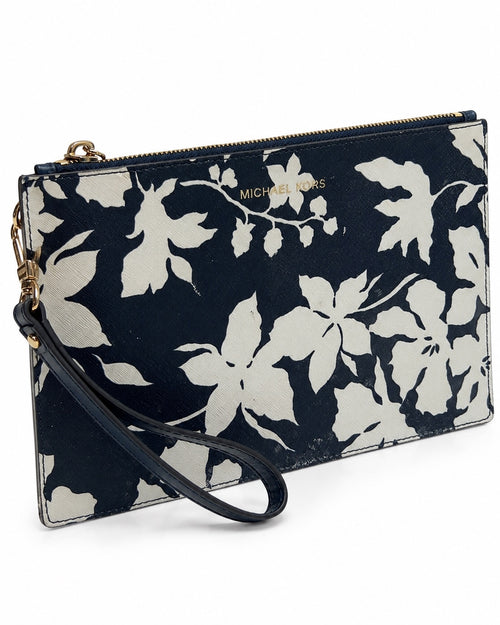 Michael Kors Jet Set Travel Navy White Floral Wristlet