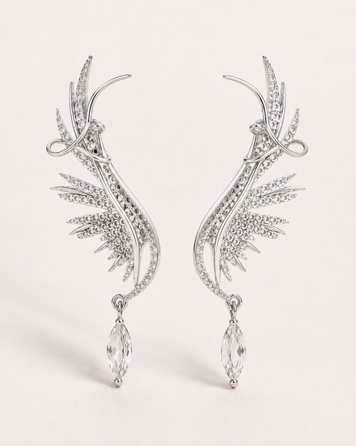 Crystal Angel Wing Ear Cuff Statement Earrings