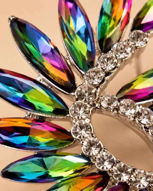 Multicolor Crystal Wing Statement Stud Earrings