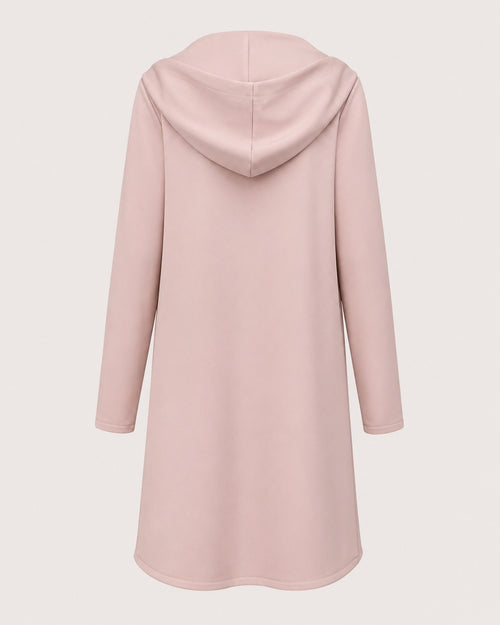 Women’s Lightweight Longline Hoodie Jacket in Blush Pink