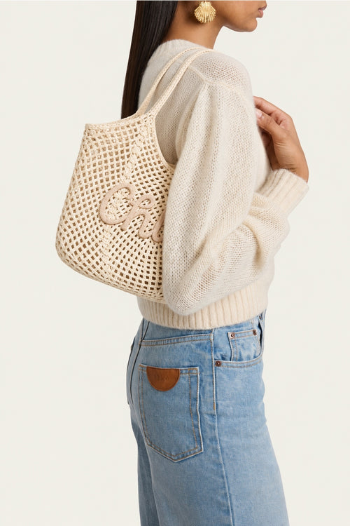 Chloe Crochet Woven Mesh Tote Bag Boho Beach Shoulder Bag