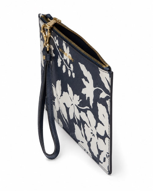 Michael Kors Jet Set Travel Navy White Floral Wristlet