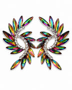 Multicolor Crystal Wing Statement Stud Earrings