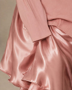 Blush Pink Satiny Maxi Dress and Top Two-Piece Set - Sable & Red